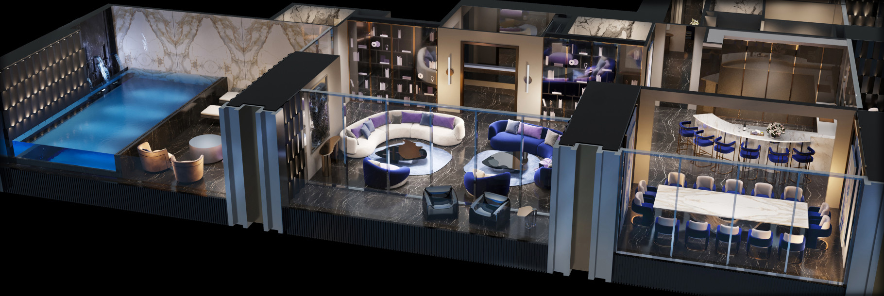 4 bedrooms Half Floor - 2 Maids - 2 Studies- 2 Swimming Pools - 2 Terraces - 65-100% ROI-3