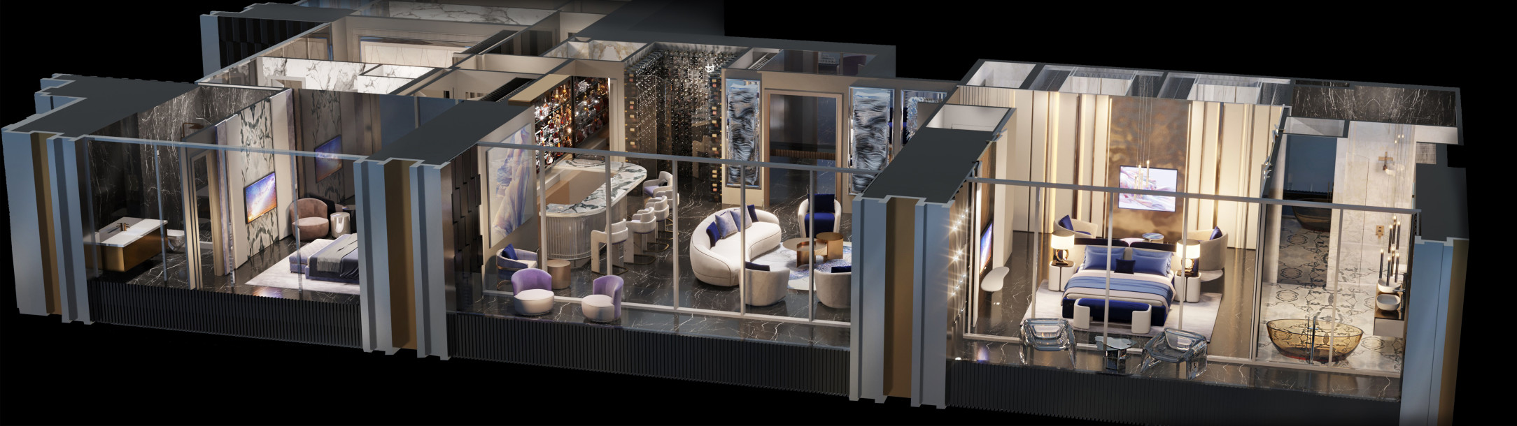 4 bedrooms Half Floor - 2 Maids - 2 Studies- 2 Swimming Pools - 2 Terraces - 65-100% ROI-2